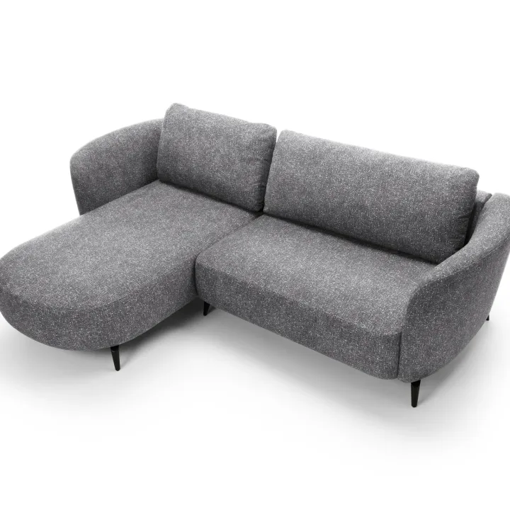Divano letto angolare sinistra 3 posti 260x180cm tessuto bouclè grigio Repose