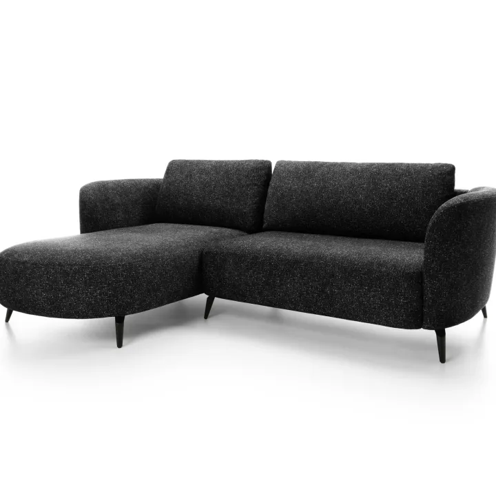 Divano letto angolare sinistra 3 posti 260x180cm tessuto bouclè antracite Repose