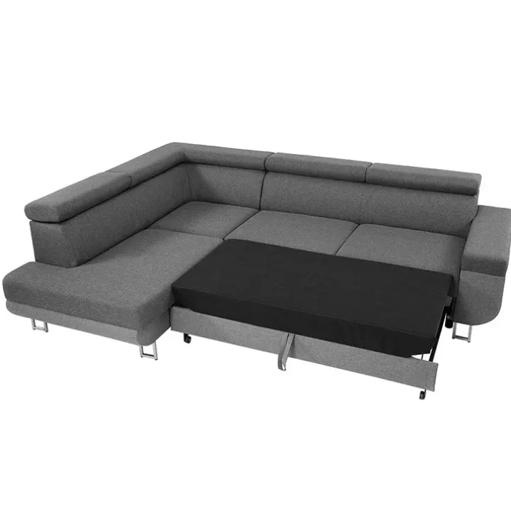 Divano letto angolare sinistra 5 posti 253x188cm con box contenitore grigio Almese