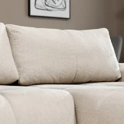 Divano letto con angolo a destra 4 posti 270x173cm con contenitore tessuto bouclé bianco crema Litos