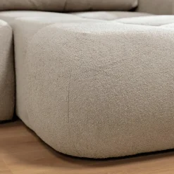 Divano letto con angolo a destra 4 posti 270x173cm con contenitore tessuto bouclé beige Litos