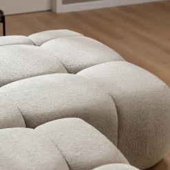 Divano letto con angolo a destra 4 posti 270x173cm con contenitore tessuto bouclé beige Litos
