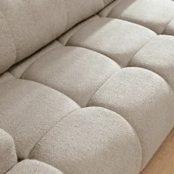 Divano letto con angolo a destra 4 posti 270x173cm con contenitore tessuto bouclé beige Litos