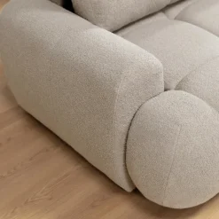 Divano letto con angolo a destra 4 posti 270x173cm con contenitore tessuto bouclé beige Litos