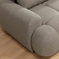 Divano letto con angolo a destra 4 posti 270x173cm con contenitore tessuto bouclé grigio tortora Litos