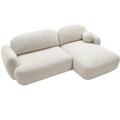 Divano letto con angolo a destra 4 posti 275x175cm con contenitore imbottito beige Aurum