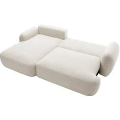 Divano letto con angolo a destra 4 posti 275x175cm con contenitore imbottito beige Aurum