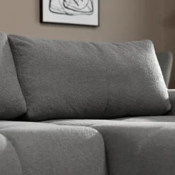 Divano letto con angolo a destra 4 posti 270x173cm con contenitore tessuto bouclé grigio scuro Litos