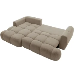 Divano letto con angolo a sinistra 4 posti 270x173cm con contenitore tessuto bouclé marrone chiaro Litos