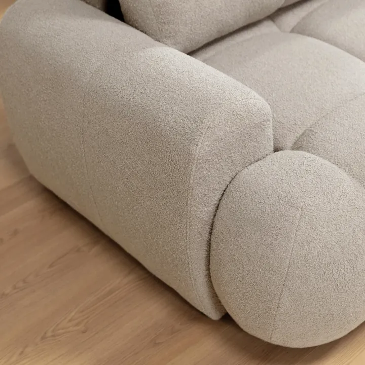 Divano letto con angolo a sinistra 4 posti 270x173cm con contenitore tessuto bouclé bianco crema Litos