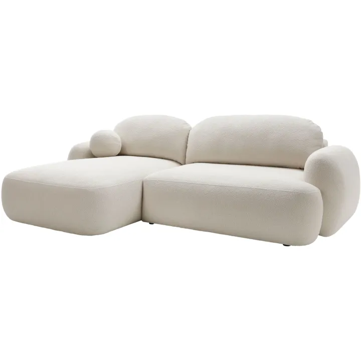 Divano letto con angolo a sinistra 4 posti 275x175cm con contenitore imbottito beige Aurum
