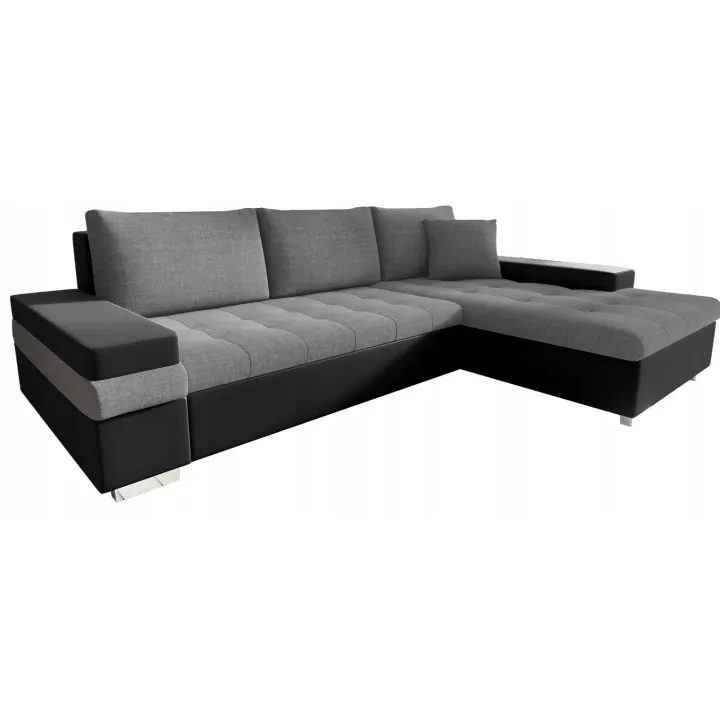 Divano letto matrimoniale angolare reversibile 3 posti 274cm grigio nero Apollina
