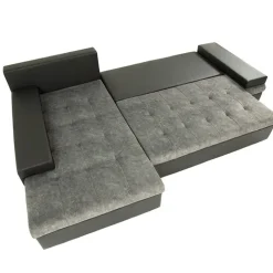 Divano letto matrimoniale angolare reversibile 3 posti 274cm grigio nero Apollina