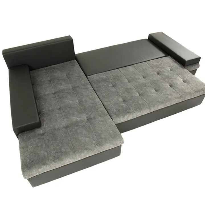 Divano letto matrimoniale angolare reversibile 3 posti 274cm grigio nero Apollina