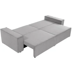 Divano letto matrimoniale 3 posti 245x90cm velluto a coste grigio Ploffy