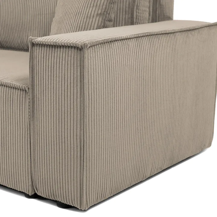 Divano letto matrimoniale 3 posti 245x90cm velluto a coste tortora Ploffy