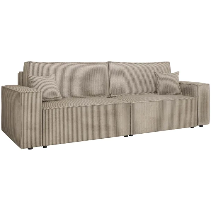 Divano letto matrimoniale 3 posti 245x90cm velluto a coste tortora Ploffy