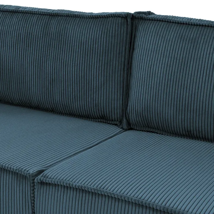 Divano letto matrimoniale 3 posti 245x90cm velluto a coste blu Ploffy
