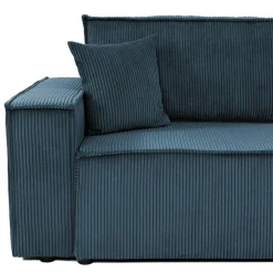 Divano letto matrimoniale 3 posti 245x90cm velluto a coste blu Ploffy