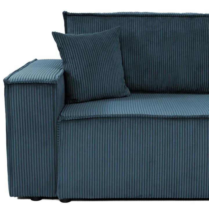 Divano letto matrimoniale 3 posti 245x90cm velluto a coste blu Ploffy