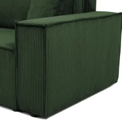 Divano letto matrimoniale 3 posti 245x90cm velluto a coste verde Ploffy