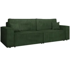 Divano letto matrimoniale 3 posti 245x90cm velluto a coste verde Ploffy