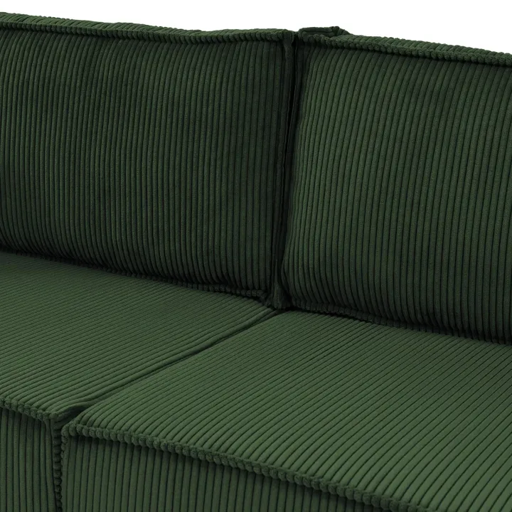 Divano letto matrimoniale 3 posti 245x90cm velluto a coste verde Ploffy