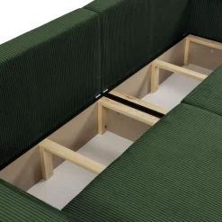 Divano letto matrimoniale 3 posti 245x90cm velluto a coste verde Ploffy