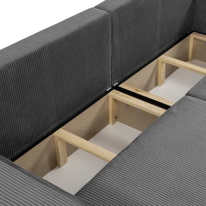 Divano letto matrimoniale 3 posti 245x90cm velluto a coste grigio antracite Ploffy