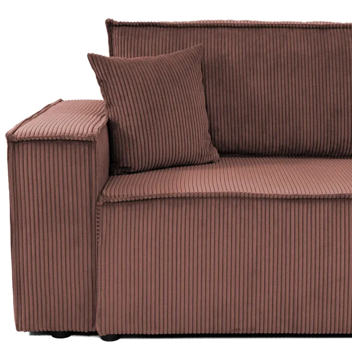 Divano letto matrimoniale 3 posti 245x90cm velluto a coste rosa Ploffy