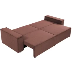 Divano letto matrimoniale 3 posti 245x90cm velluto a coste rosa Ploffy