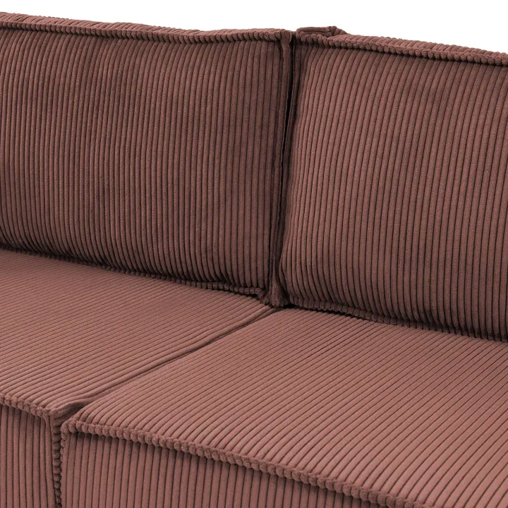 Divano letto matrimoniale 3 posti 245x90cm velluto a coste rosa Ploffy