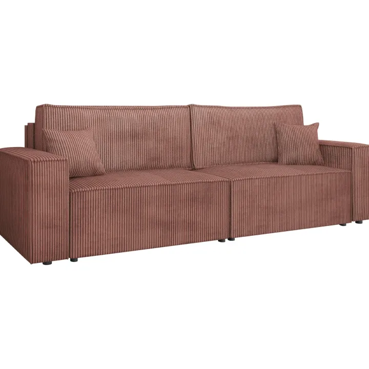 Divano letto matrimoniale 3 posti 245x90cm velluto a coste rosa Ploffy