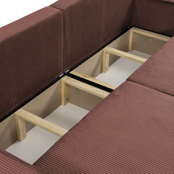 Divano letto matrimoniale 3 posti 245x90cm velluto a coste rosa Ploffy