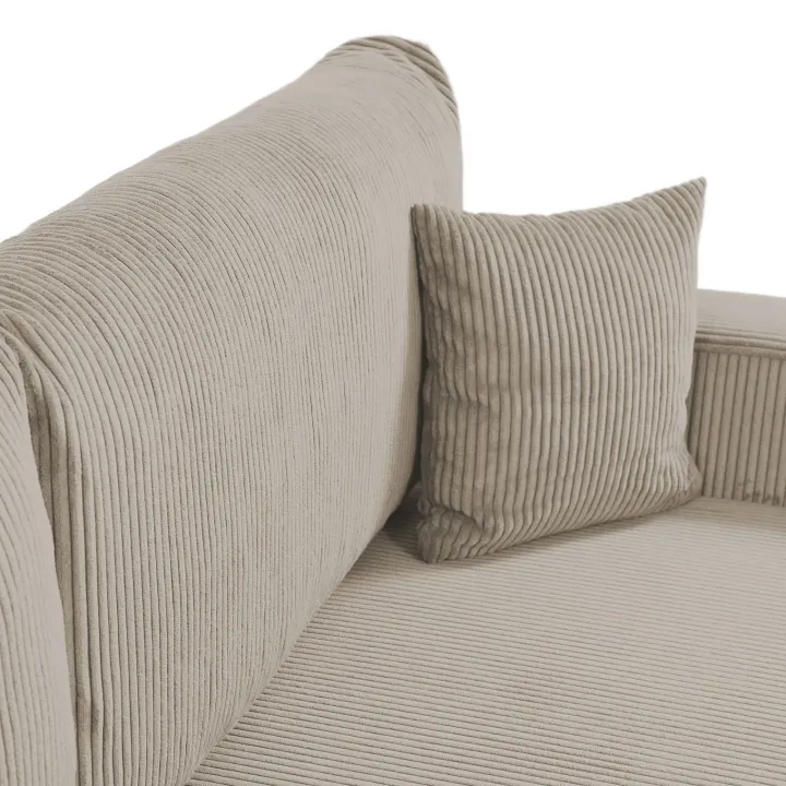 Divano letto matrimoniale 3 posti 248x90cm velluto a coste tortora Slurp
