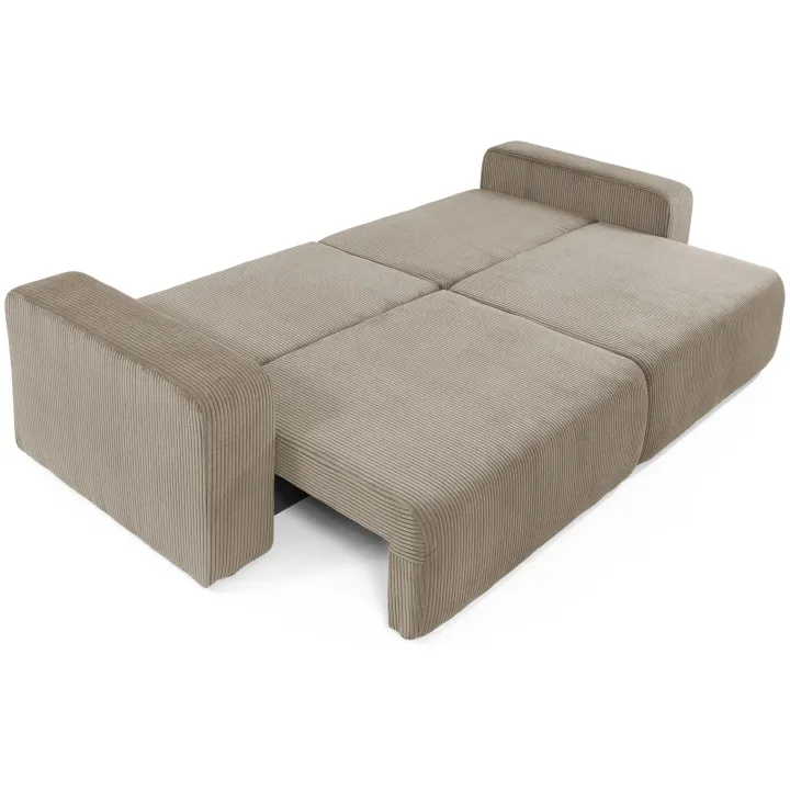 Divano letto matrimoniale 3 posti 248x90cm velluto a coste tortora Slurp