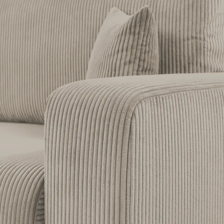 Divano letto matrimoniale 3 posti 248x90cm velluto a coste tortora Slurp