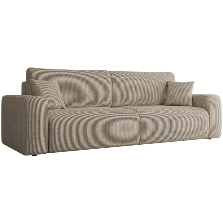 Divano letto matrimoniale 3 posti 248x90cm velluto a coste tortora Slurp