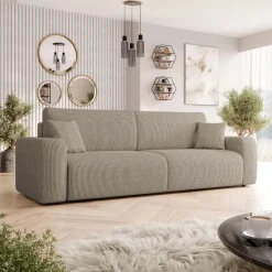 Divano letto matrimoniale 3 posti 248x90cm velluto a coste tortora Slurp