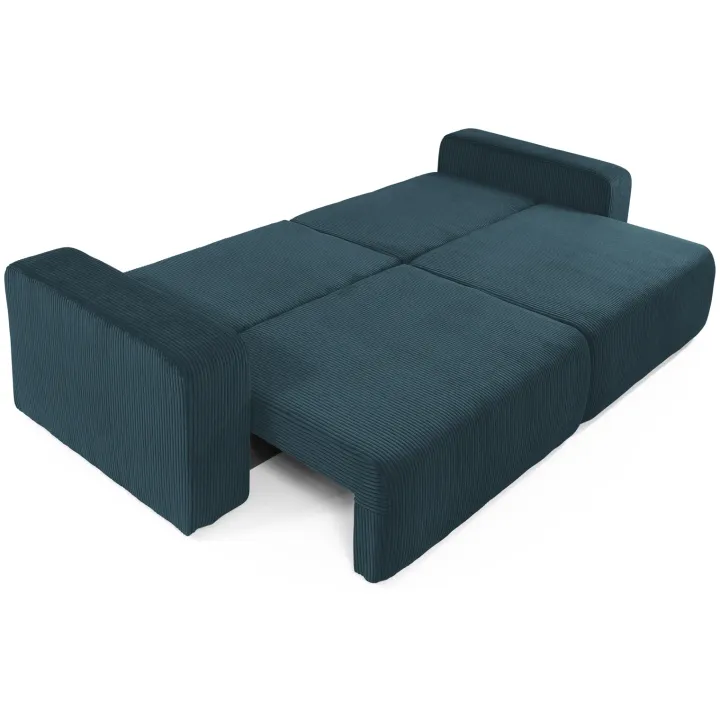 Divano letto matrimoniale 3 posti 248x90cm velluto a coste blu Slurp