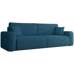 Divano letto matrimoniale 3 posti 248x90cm velluto a coste blu Slurp