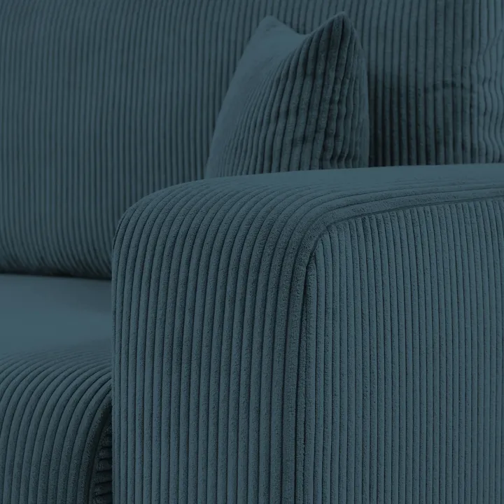 Divano letto matrimoniale 3 posti 248x90cm velluto a coste blu Slurp