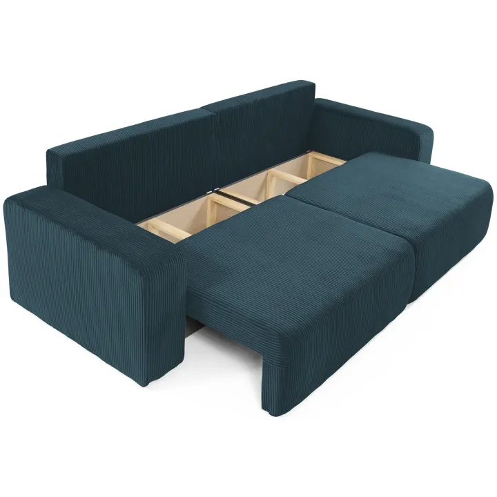 Divano letto matrimoniale 3 posti 248x90cm velluto a coste blu Slurp