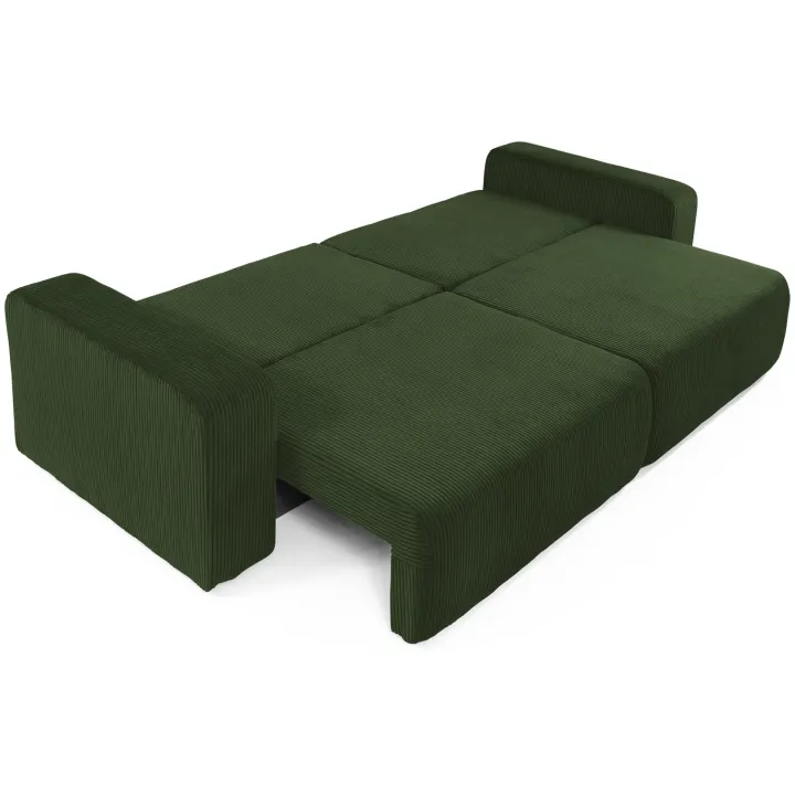 Divano letto matrimoniale 3 posti 248x90cm velluto a coste verde Slurp