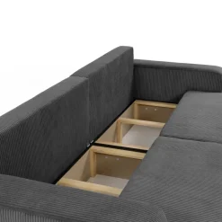 Divano letto matrimoniale 3 posti 248x90cm velluto a coste grigio antracite Slurp