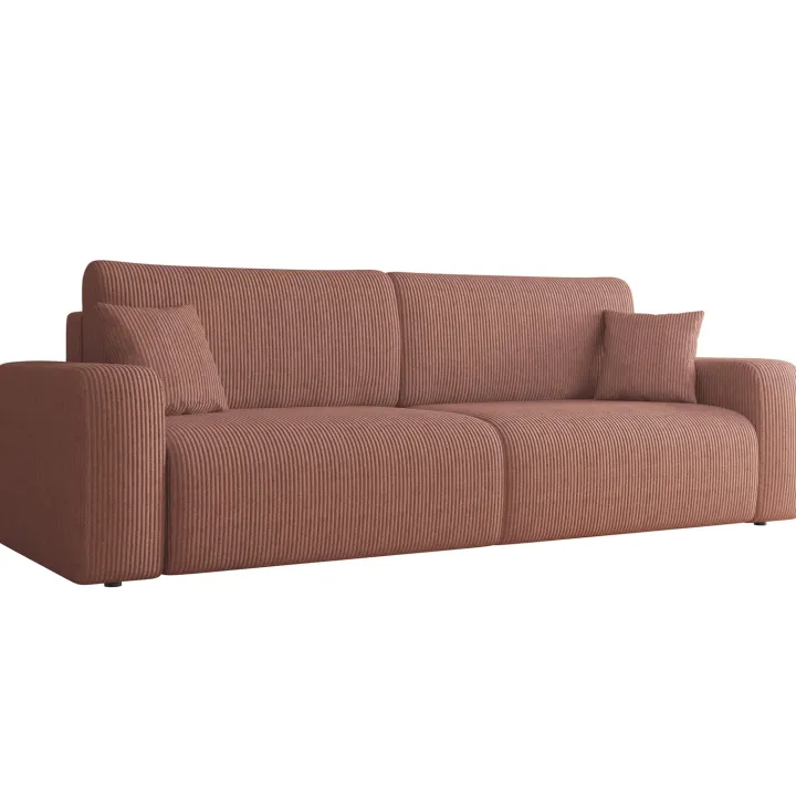 Divano letto matrimoniale 3 posti 248x90cm velluto a coste rosa Slurp
