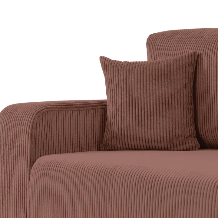 Divano letto matrimoniale 3 posti 248x90cm velluto a coste rosa Slurp