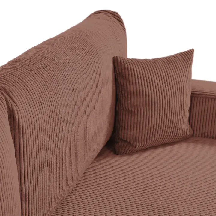 Divano letto matrimoniale 3 posti 248x90cm velluto a coste rosa Slurp