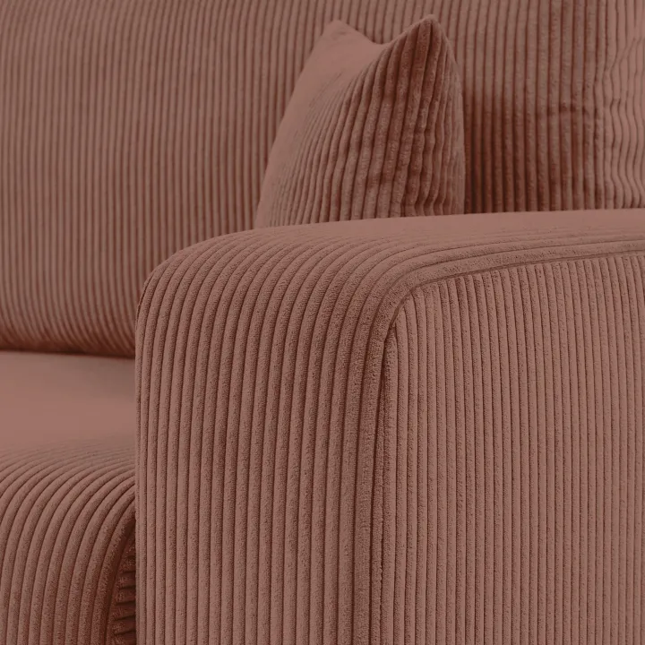Divano letto matrimoniale 3 posti 248x90cm velluto a coste rosa Slurp