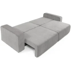 Divano letto matrimoniale 3 posti 248x90cm velluto a coste grigio Slurp